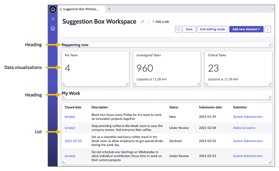 Previewing a workspace servicenow developers