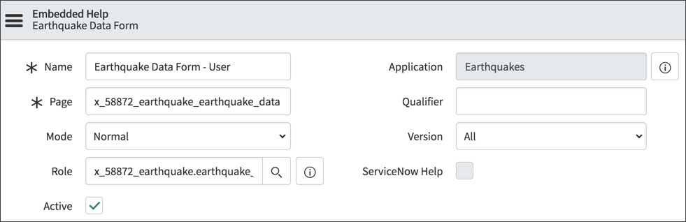 Configuring Embedded Help for Lists and Forms | ServiceNow Developers