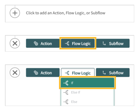 The steps to add If flow logic to a flow.