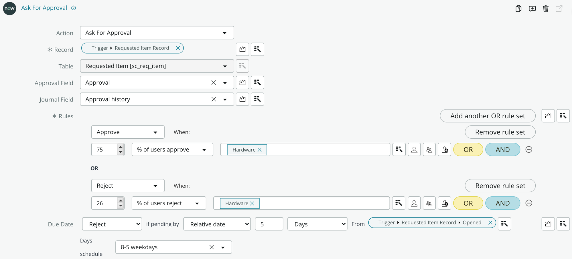 Configuring the Ask for Approval Action ServiceNow Developers