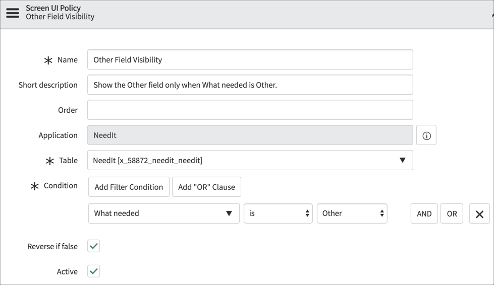 Exercise: Screen UI Policy | ServiceNow Developers
