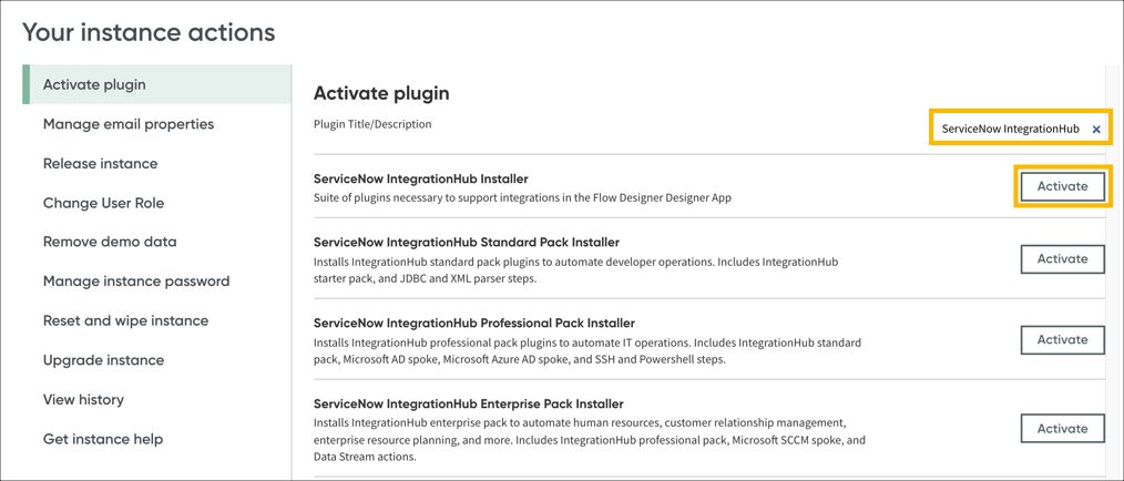 Exercise: Activate Integration Hub | ServiceNow Developers
