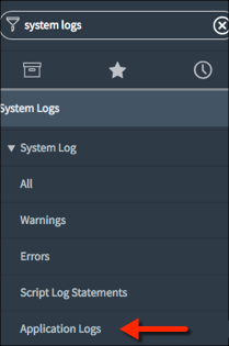 Open the Application Log module from the Application Navigator