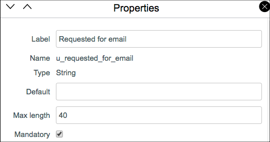 The Requested for email field properties.