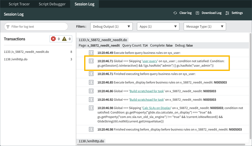 Debugging Business Rules | ServiceNow Developers