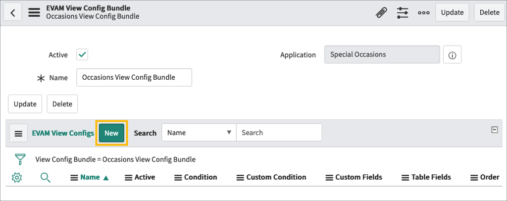 EVAM View Config | ServiceNow Developers