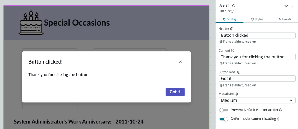 Custom Modal Notification Servicenow Configuring Modals | ServiceNow Developers