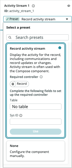 Activity Stream component setup | ServiceNow Developers
